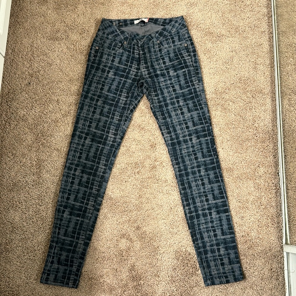 Cabi Blue Plaid / Grid Skinny Jeans Size 2